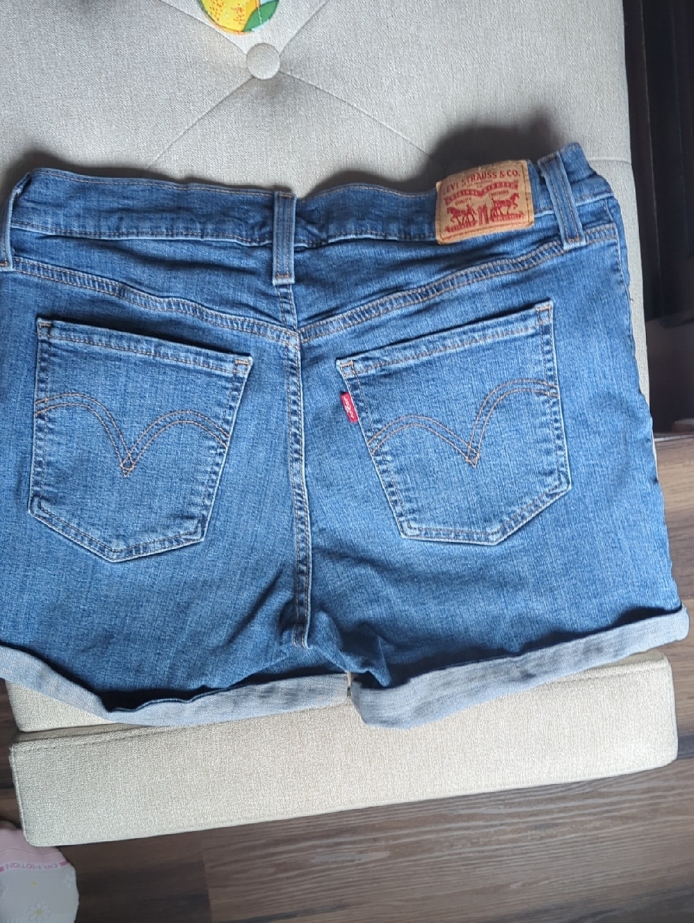 Levi's Blue Denim Cuffed Women's Shorts
